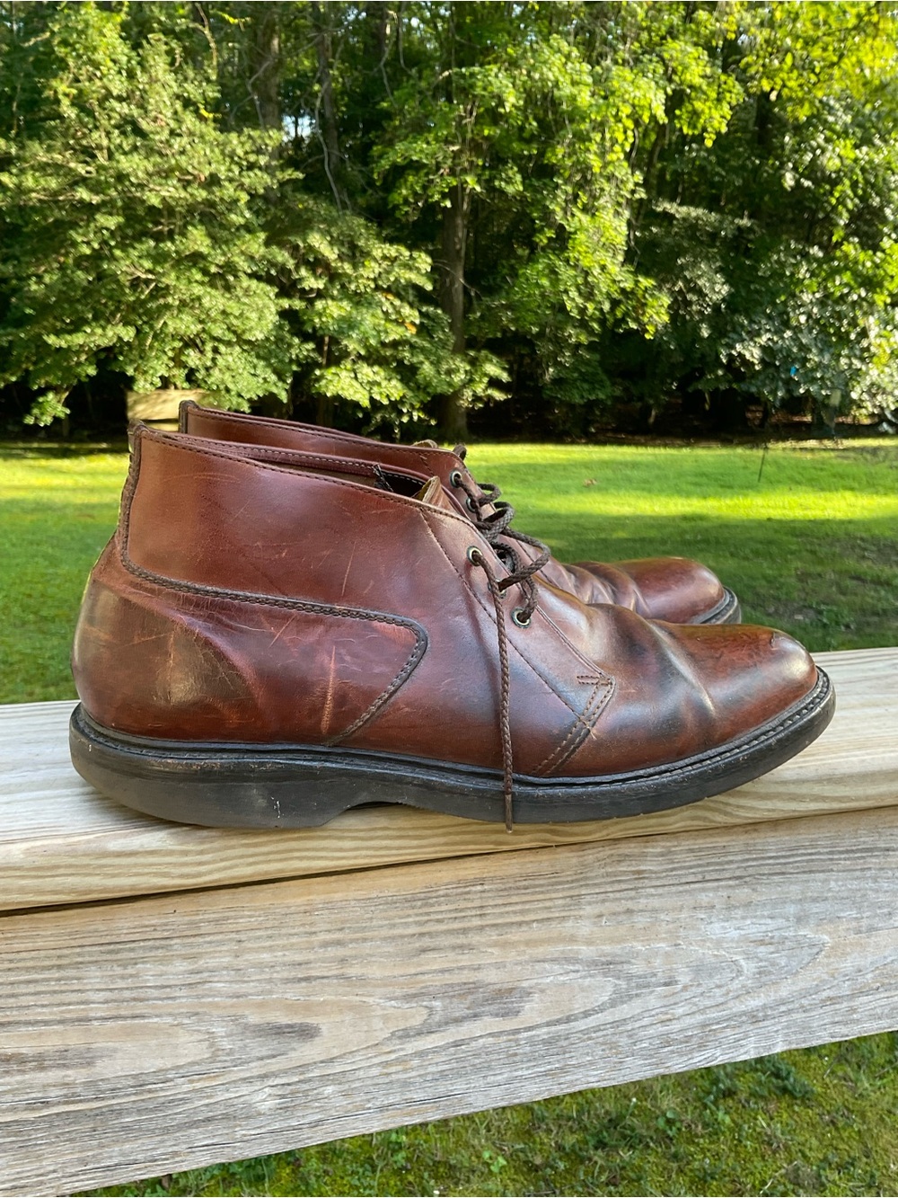Vintage made in USA L.L. Bean Men's Brown Leather Chukka Derby Shoes